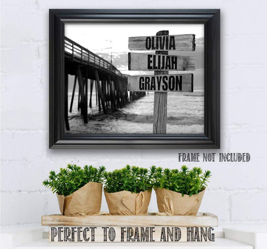 Personalized - Names Sign Post Art - Pier - Print or Canvas | Lone Star Art.