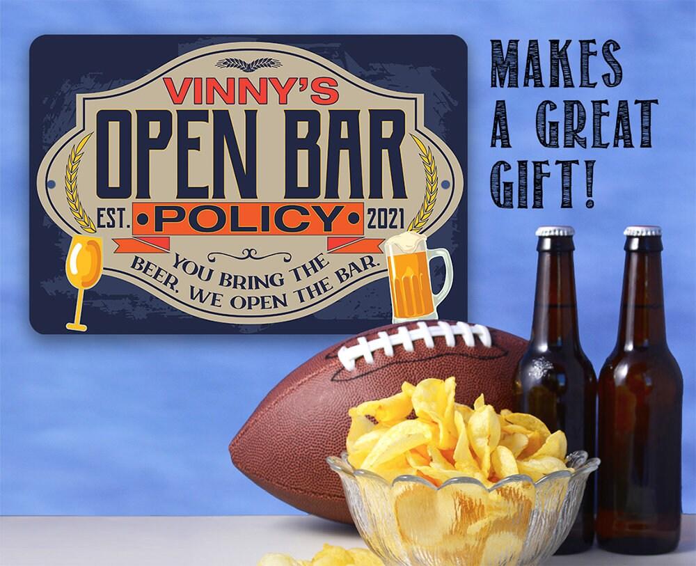 Personalized - Open Bar Policy - Metal Sign | Lone Star Art.
