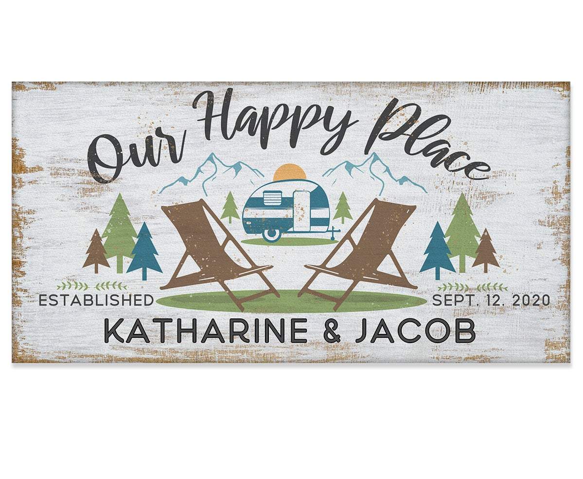 Personalized - Our Happy Place Camping - Canvas | Lone Star Art.