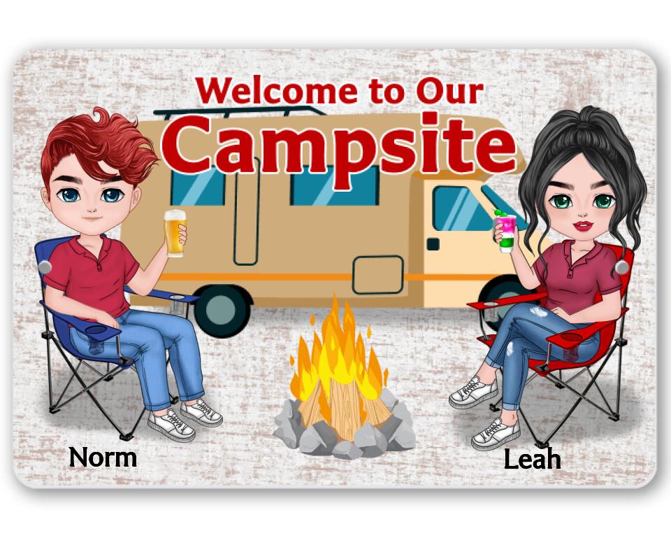 Personalized People Campground Sign Customizer TeeInBlue Metal Sign Landscape Metal 8x12