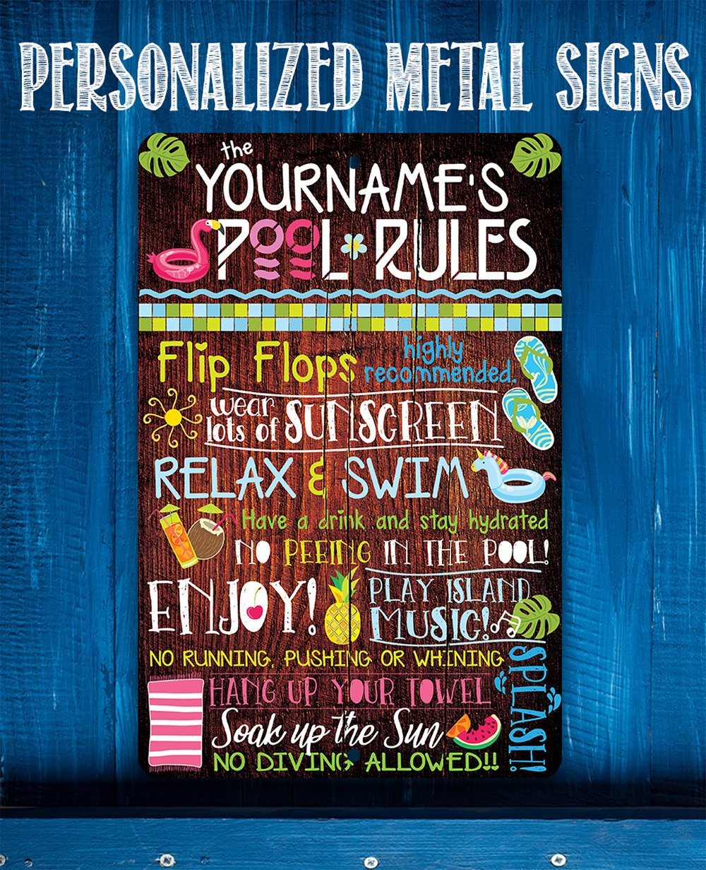 Personalized - Pool Rules - Metal Sign | Lone Star Art.