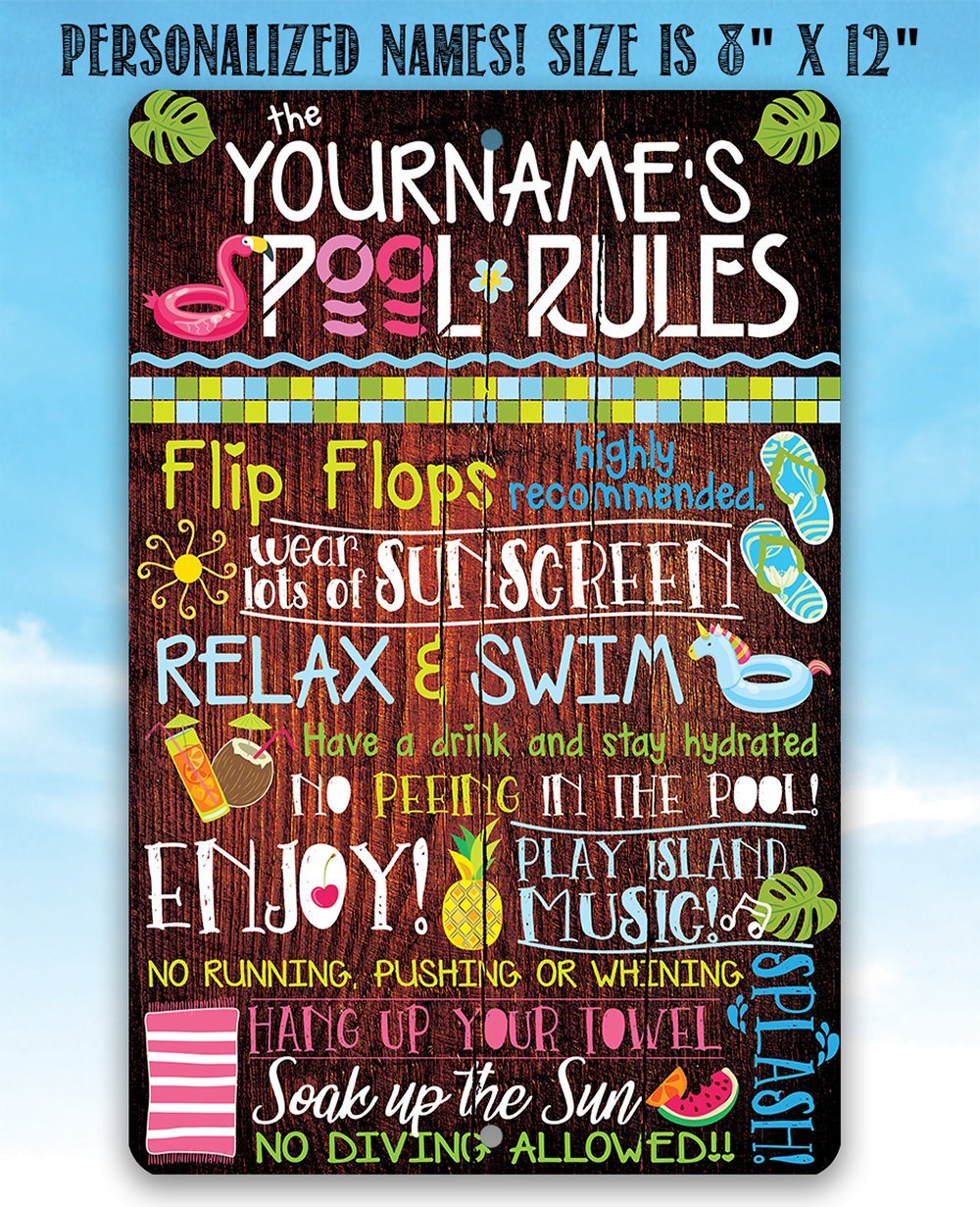 Personalized - Pool Rules - Metal Sign | Lone Star Art.