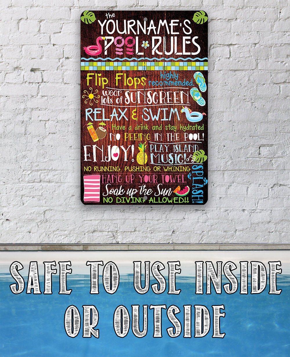 Personalized - Pool Rules - Metal Sign | Lone Star Art.