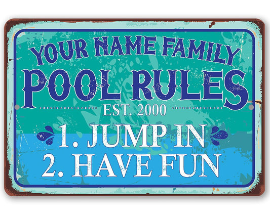 Personalized - Pool Side - Metal Sign | Lone Star Art.