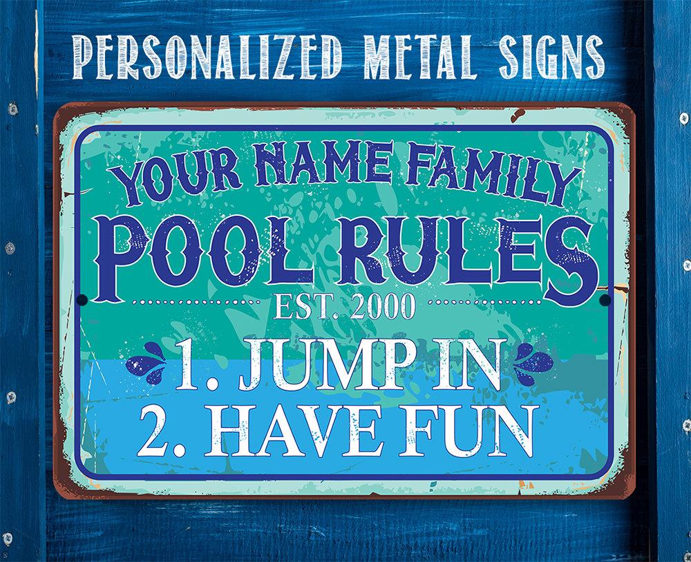Personalized - Pool Side - Metal Sign | Lone Star Art.
