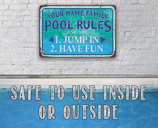 Personalized - Pool Side - Metal Sign | Lone Star Art.