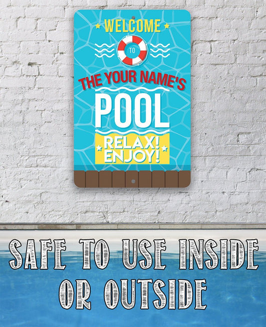 Personalized - Pool Side - Metal Sign | Lone Star Art.