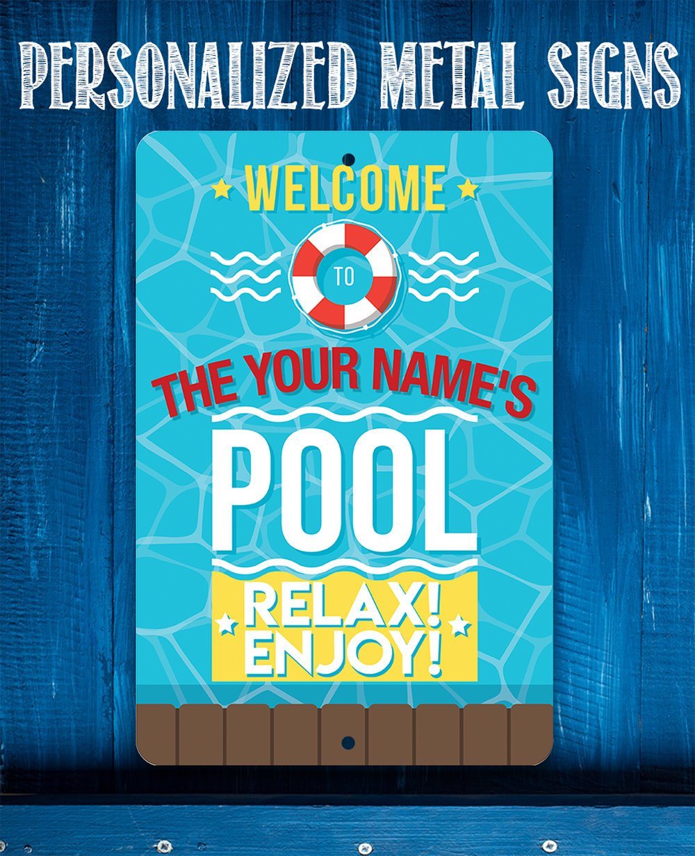 Personalized - Pool Side - Metal Sign | Lone Star Art.