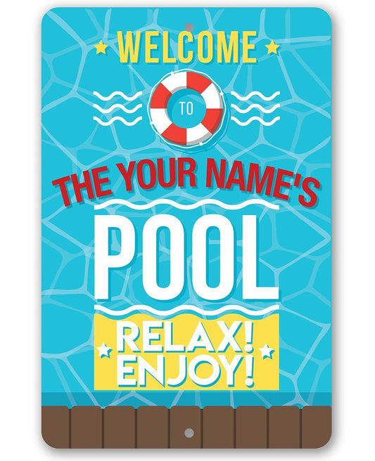 Personalized - Pool Side - Metal Sign | Lone Star Art.