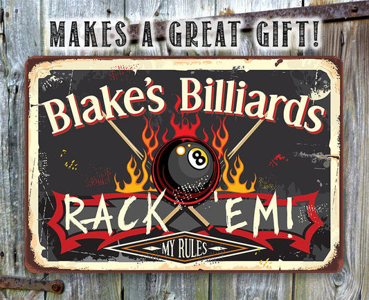 Personalized - Rack 'Em - Metal Sign | Lone Star Art.