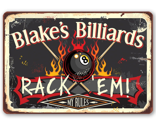 Personalized - Rack 'Em - Metal Sign | Lone Star Art.