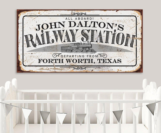 Personalized - Railway Station - Canvas | Lone Star Art.