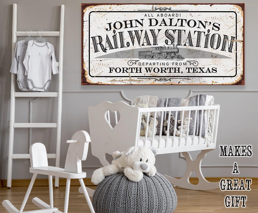 Personalized - Railway Station - Canvas | Lone Star Art.