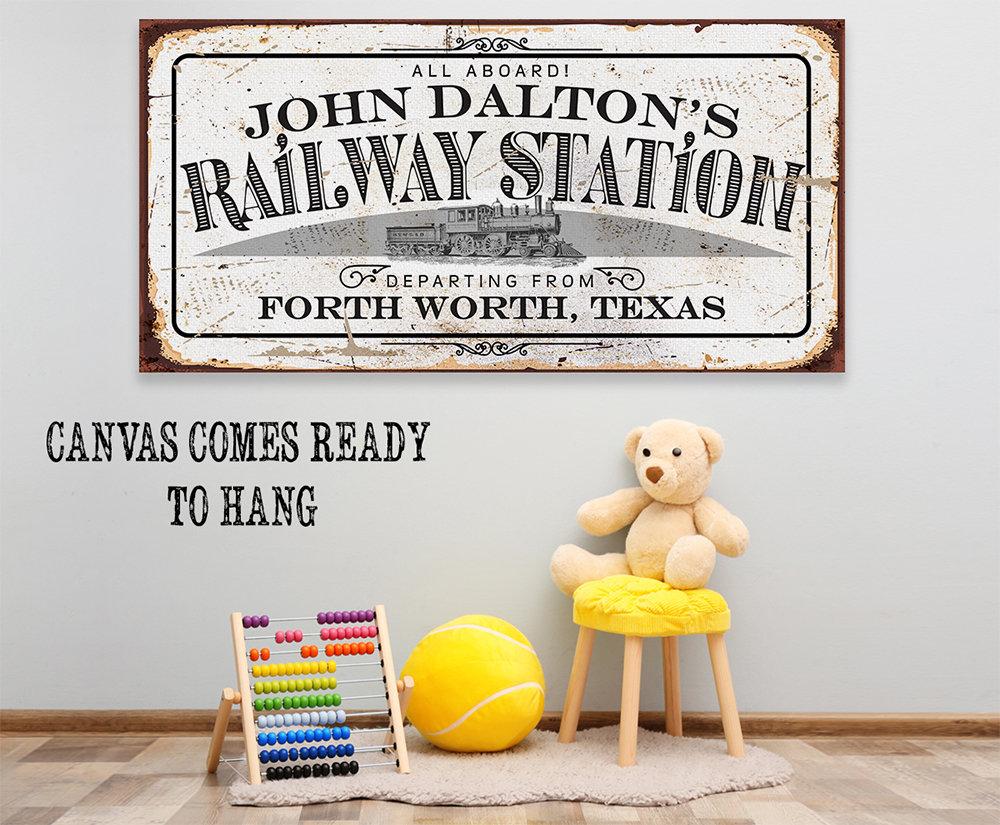 Personalized - Railway Station - Canvas | Lone Star Art.