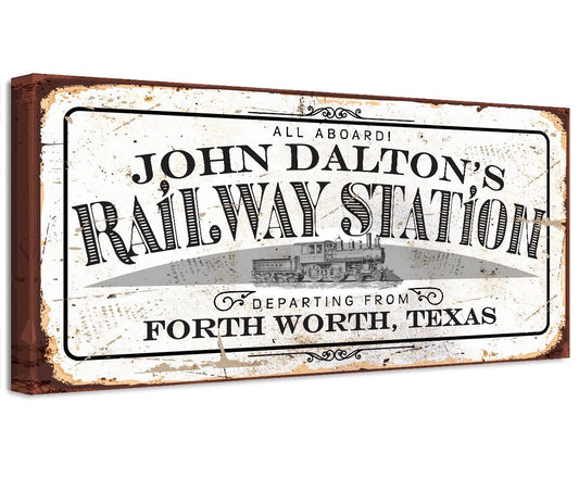 Personalized - Railway Station - Canvas | Lone Star Art.