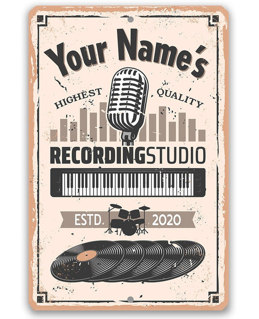 Personalized - Recording Studio - Metal Sign | Lone Star Art.