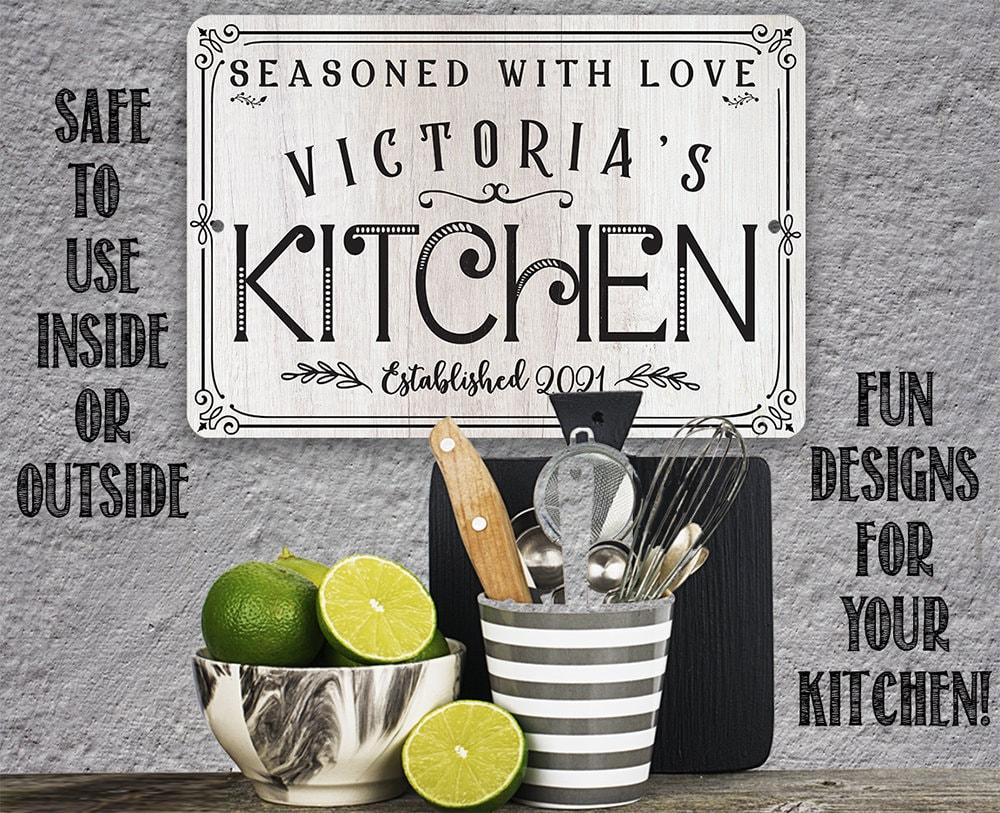 Personalized - Seasoned With Love Kitchen - Metal Sign | Lone Star Art.