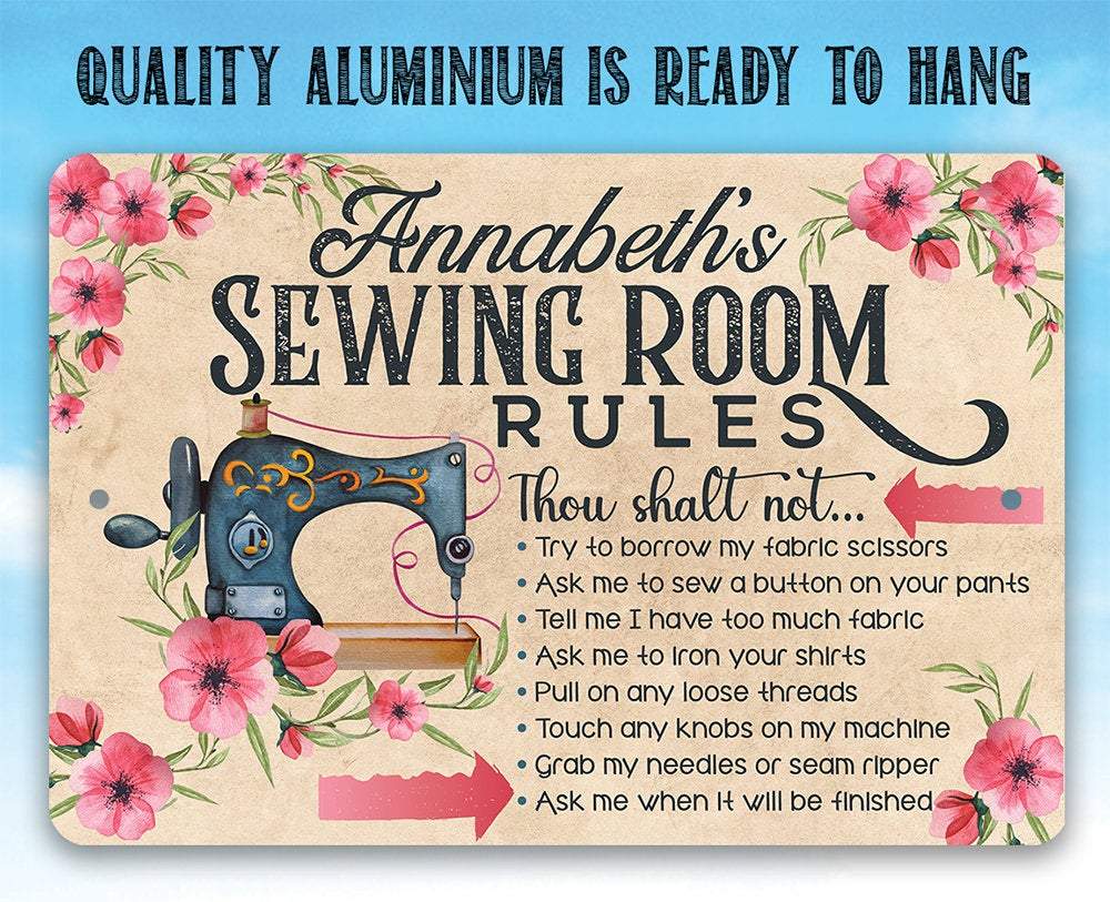 Personalized - Sewing Room Rules - Metal Sign | Lone Star Art.