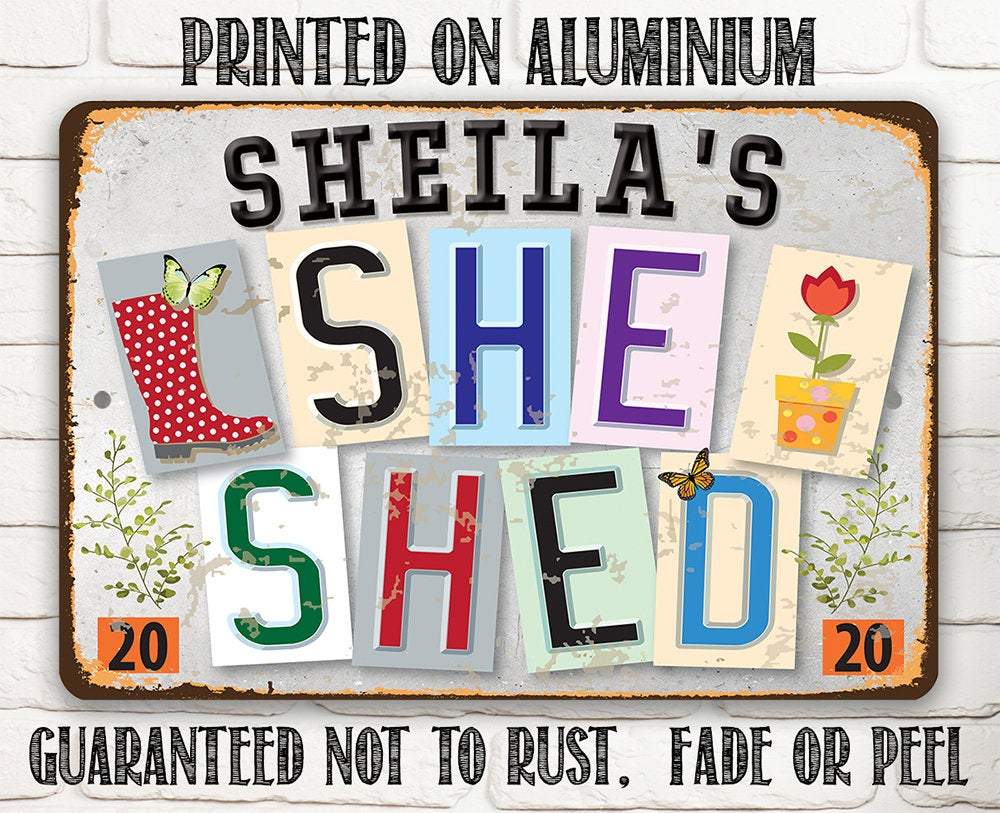 Personalized - She Shed - Metal Sign | Lone Star Art.