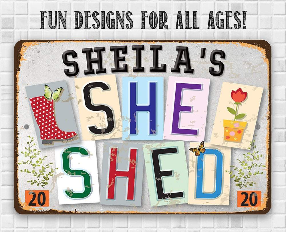 Personalized - She Shed - Metal Sign | Lone Star Art.