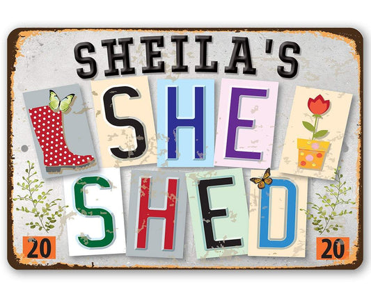 Personalized - She Shed - Metal Sign | Lone Star Art.