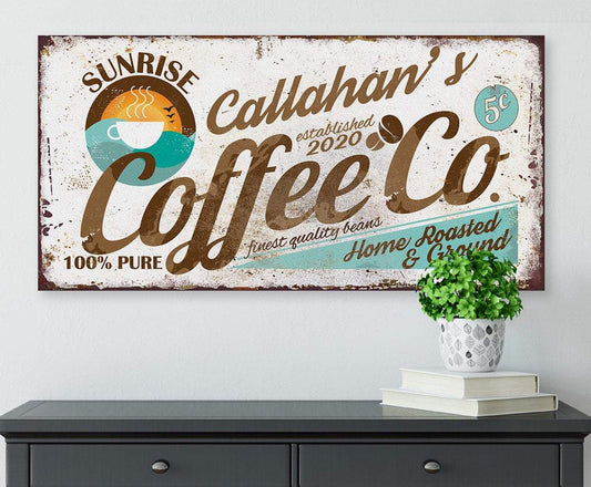 Personalized - Sunrise Coffee Co - Canvas | Lone Star Art.