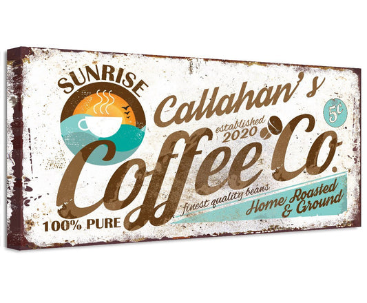 Personalized - Sunrise Coffee Co - Canvas | Lone Star Art.