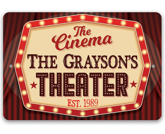 Personalized - The Cinema - Metal Sign Metal Sign Lone Star Art 