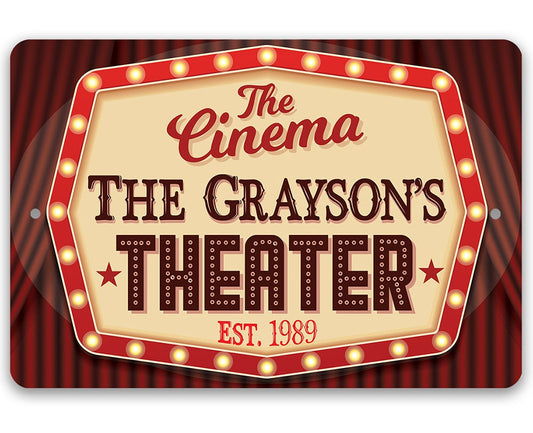 Personalized - The Cinema - Metal Sign Metal Sign Lone Star Art