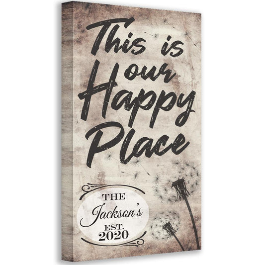 Personalized - This Is Our Happy Place - Vertical - Canvas | Lone Star Art.