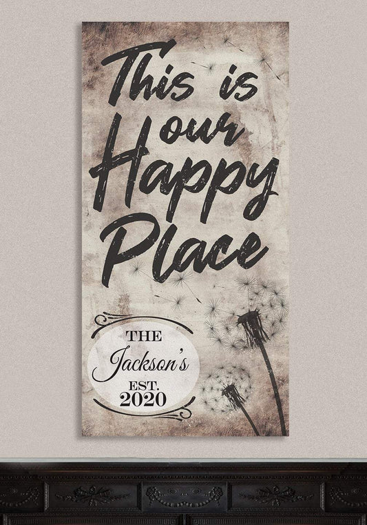 Personalized - This Is Our Happy Place - Vertical - Canvas | Lone Star Art.