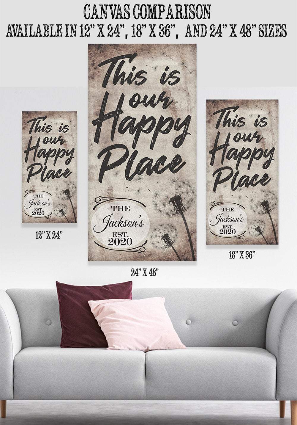 Personalized - This Is Our Happy Place -  Vertical - Canvas | Lone Star Art.