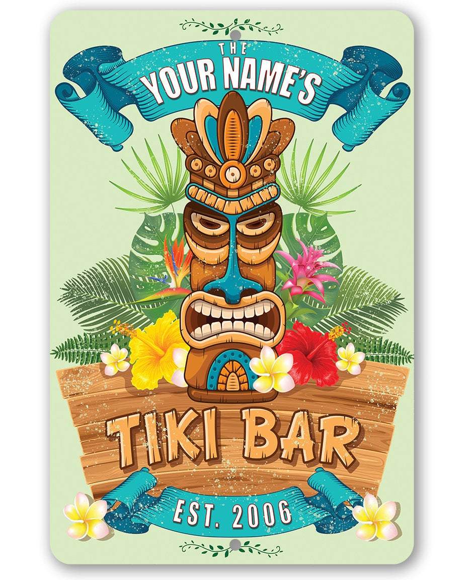 Personalized - Tiki Bar Aloha - Metal Sign | Lone Star Art.