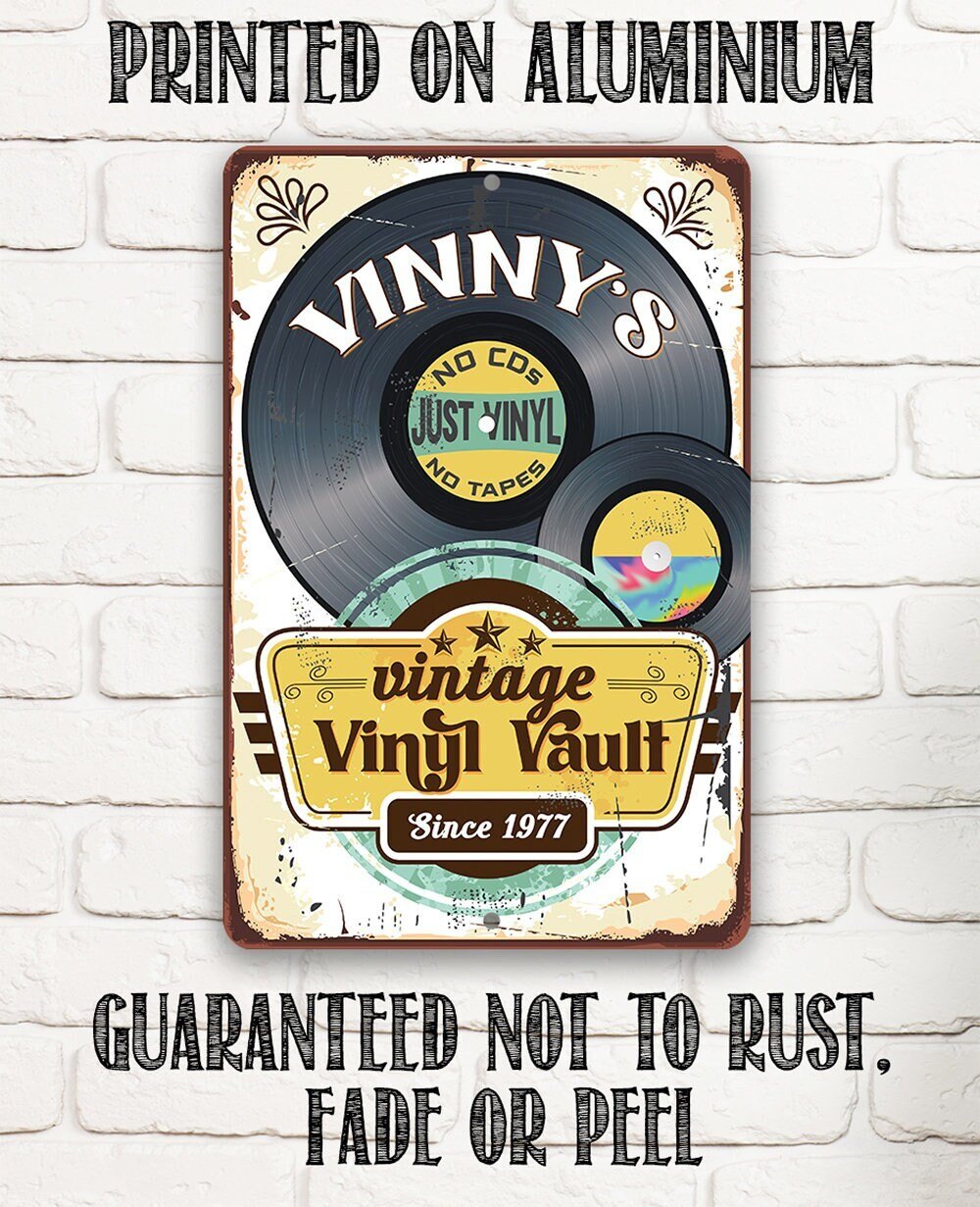 Personalized Tin - Vintage Vinyl Vault - 8" x 12" or 12" x 18" Aluminum Tin Awesome Metal Poster Lone Star Art 