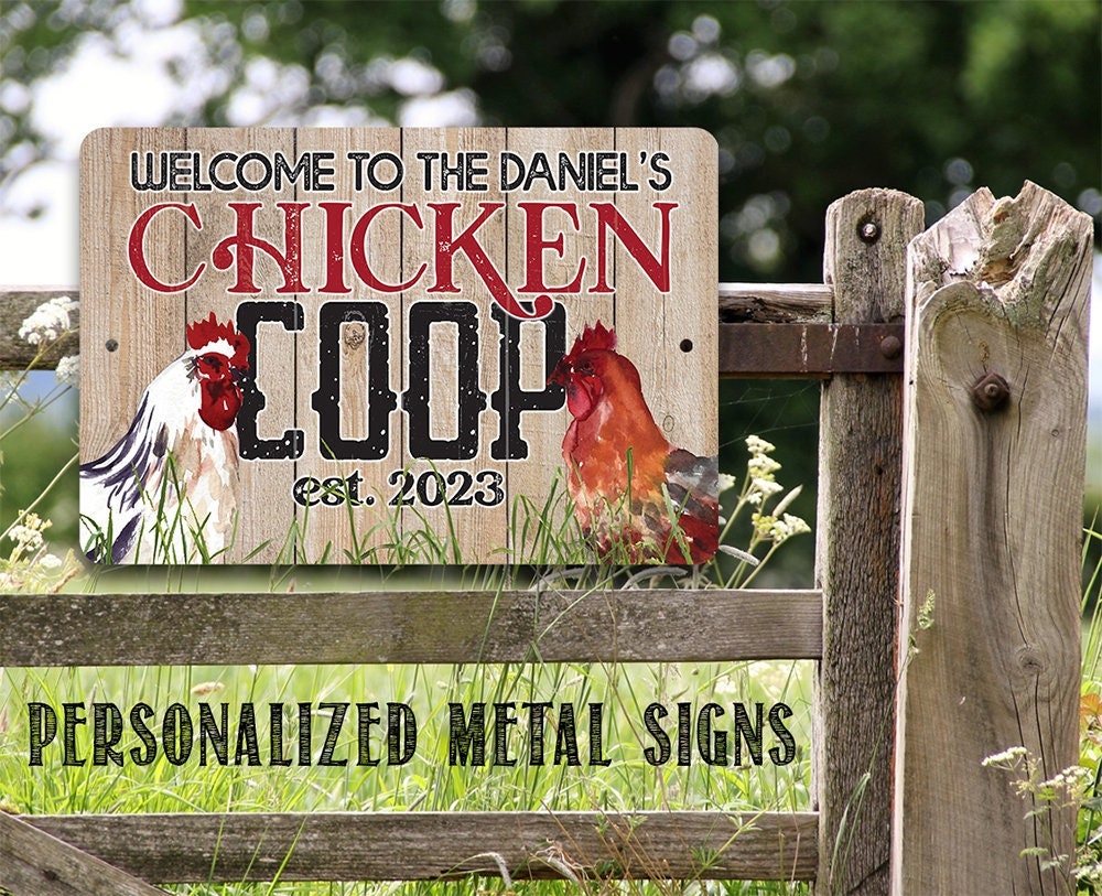 Personalized Welcome Chicken Coop - 8" x 12" or 12" x 18" Aluminum Tin Awesome Metal Poster Lone Star Art 