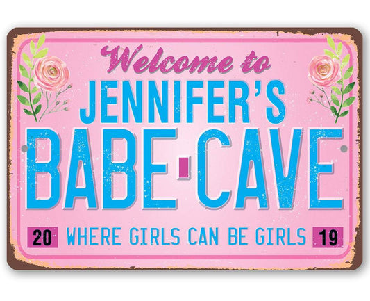 Personalized - Welcome to Babe Cave - Metal Sign | Lone Star Art.