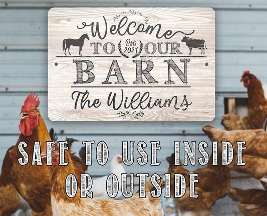 Personalized - Welcome To Our Barn - Metal Sign | Lone Star Art.
