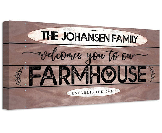 Personalized - Welcome To Our Farmhouse - Canvas | Lone Star Art.