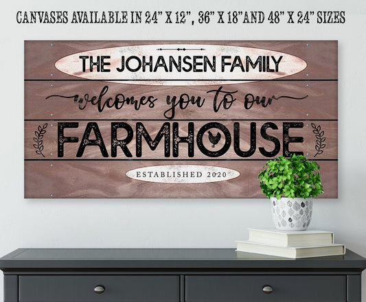 Personalized - Welcome To Our Farmhouse - Canvas | Lone Star Art.