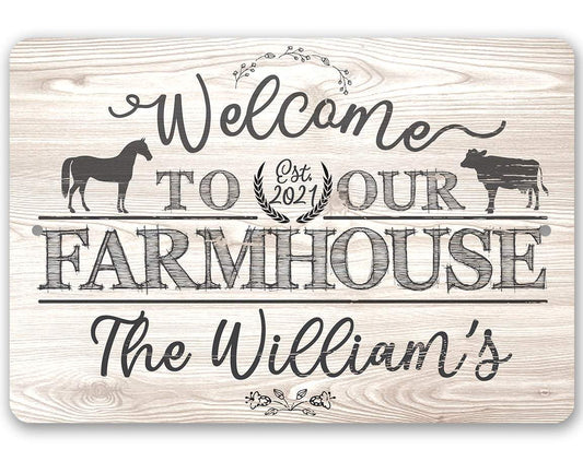 Personalized - Welcome To Our Farmhouse - Metal Sign | Lone Star Art.