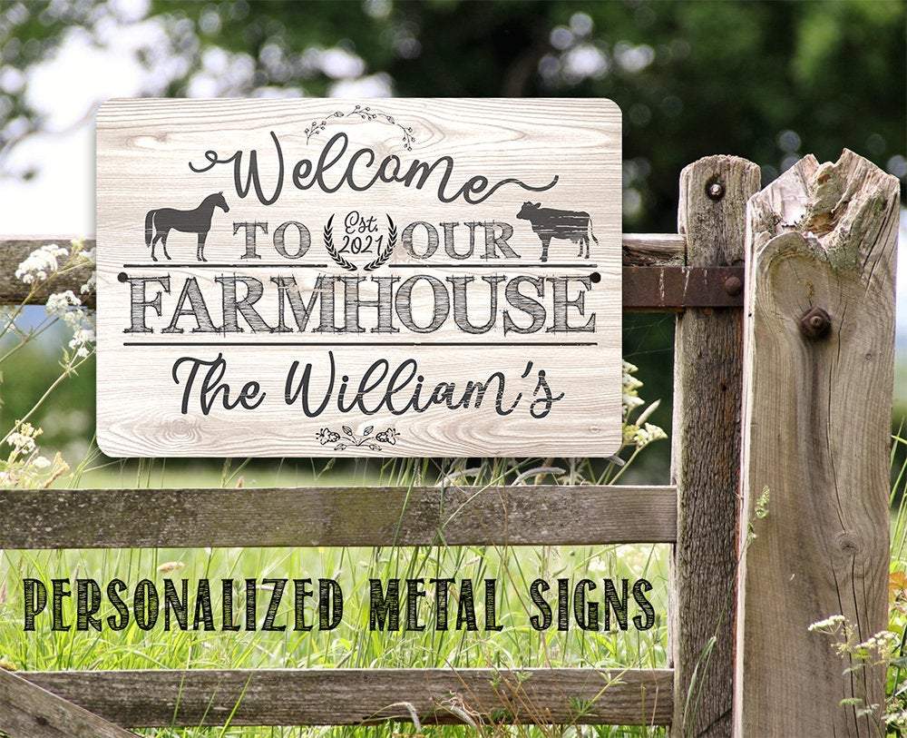 Personalized - Welcome To Our Farmhouse - Metal Sign | Lone Star Art.