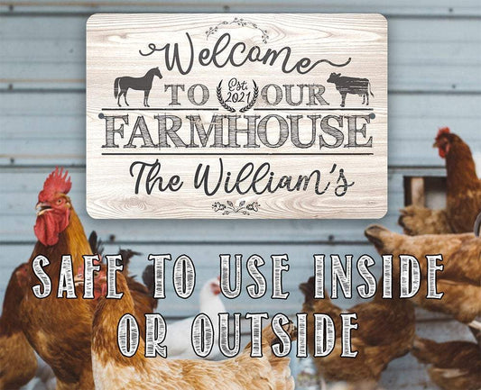 Personalized - Welcome To Our Farmhouse - Metal Sign | Lone Star Art.