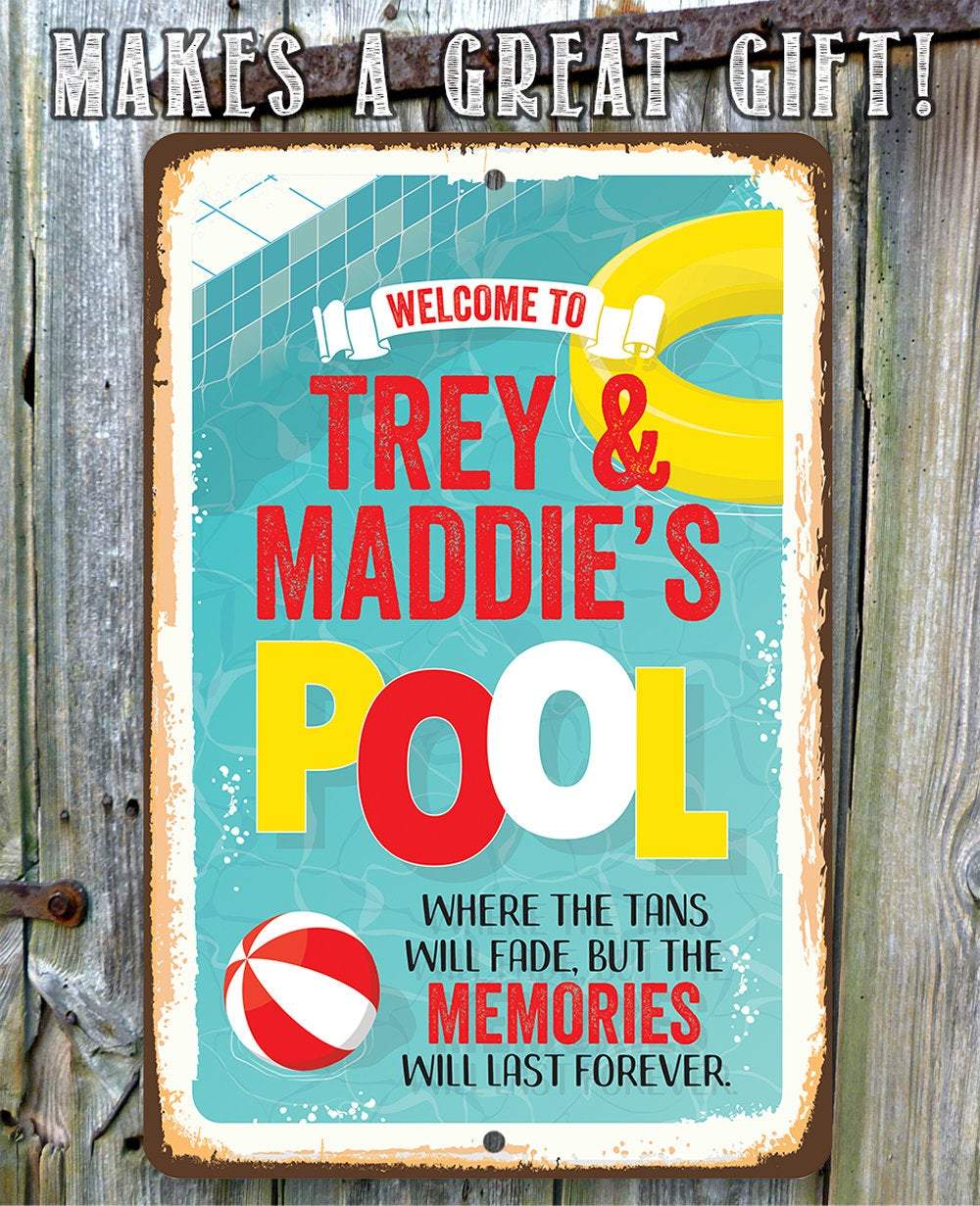 Pool Club Sign Personalized - Welcome To Our Pool - Metal Sign | Lone Star Art.