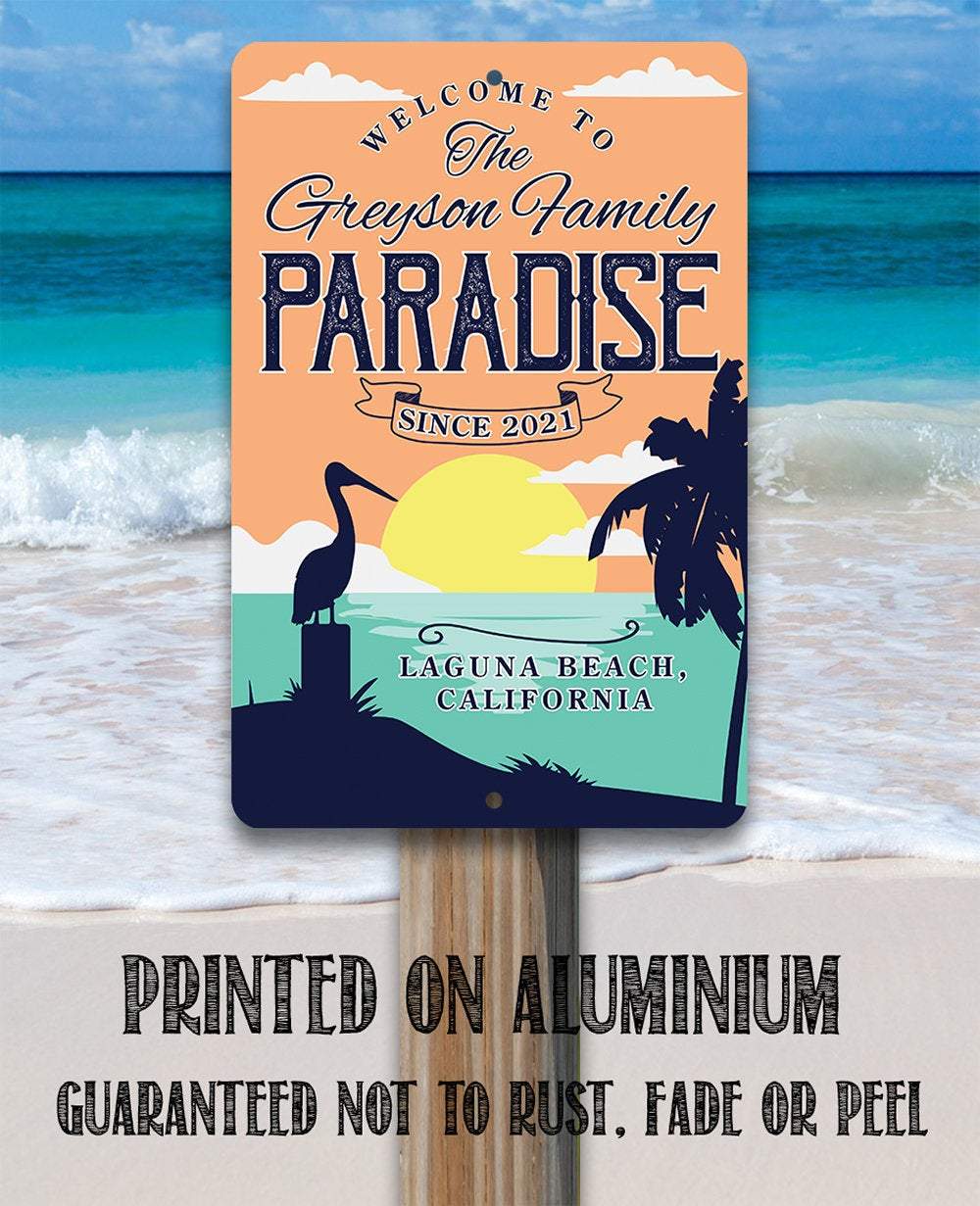 Personalized - Welcome To Paradise - Metal Sign | Lone Star Art.