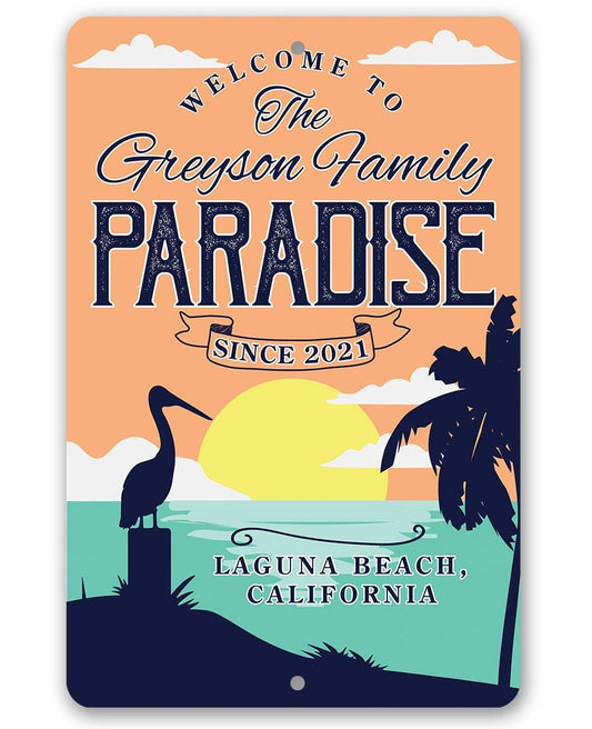 Personalized - Welcome To Paradise - Metal Sign | Lone Star Art.