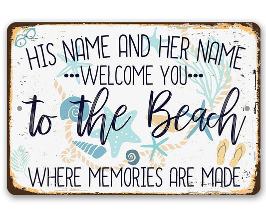 Personalized - Welcome You To The Beach - Metal Sign | Lone Star Art.