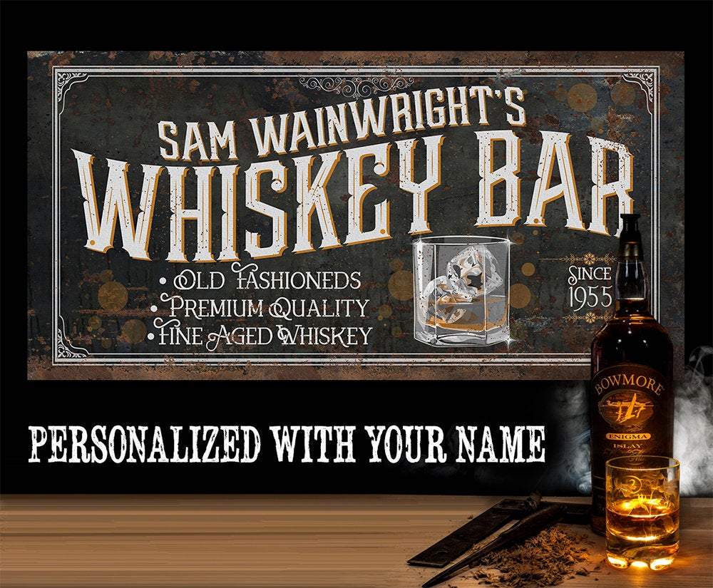 Personalized - Whiskey Bar - Canvas | Lone Star Art.
