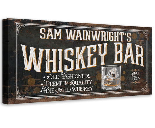 Personalized - Whiskey Bar - Canvas | Lone Star Art.