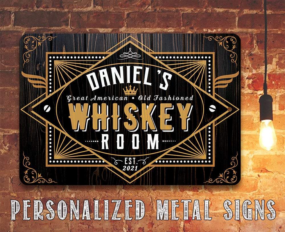 Personalized - Whiskey Room - Metal Sign | Lone Star Art.