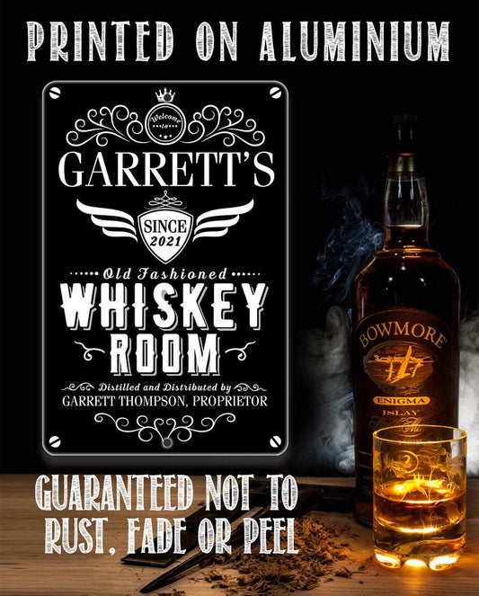 Personalized - Whiskey Room - Metal Sign | Lone Star Art.